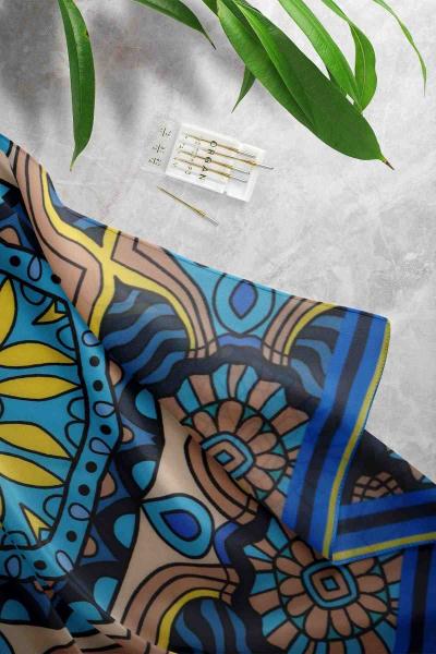 Belen Desenli Eşarp Saks