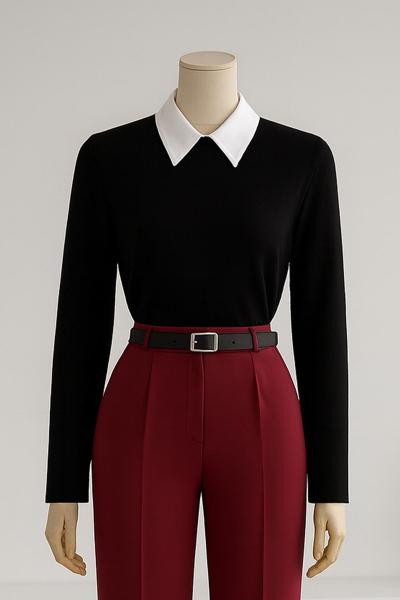 Yakalık Poplin Gömlek Beyaz