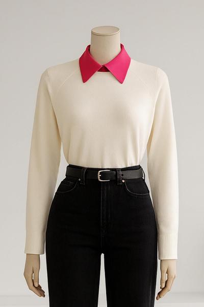 Yakalık Poplin Gömlek Fuşya