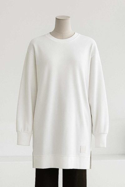 Soul Sıfır Yaka 24 Armalı Lüks Penye İki İplik Tunik Ekru
