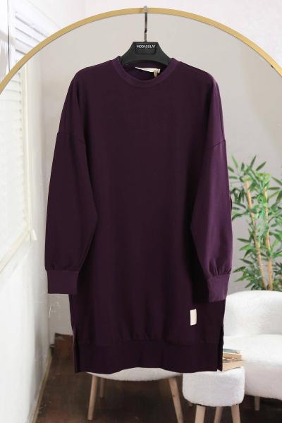 Soul Sıfır Yaka 24 Armalı Lüks Penye İki İplik Tunik Mor