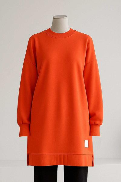 Soul Armalı 24 Lüks Penye İki İplik Uzun Tunik Açık Kırmızı