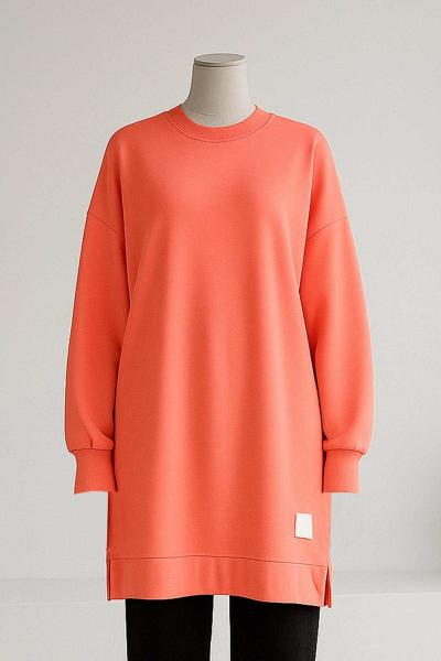 Soul Armalı 24 Lüks Penye İki İplik Uzun Tunik Coral
