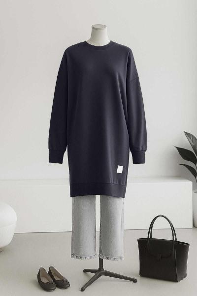 Soul Sıfır Yaka 24 Armalı Lüks Penye İki İplik Tunik Navy