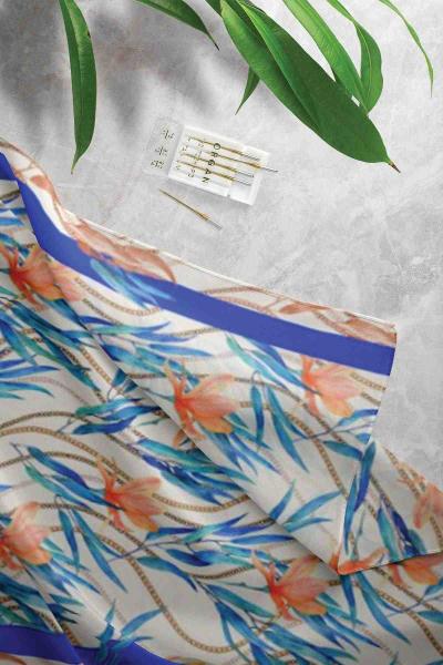 Zincir Zambak Desenli Şal Saks