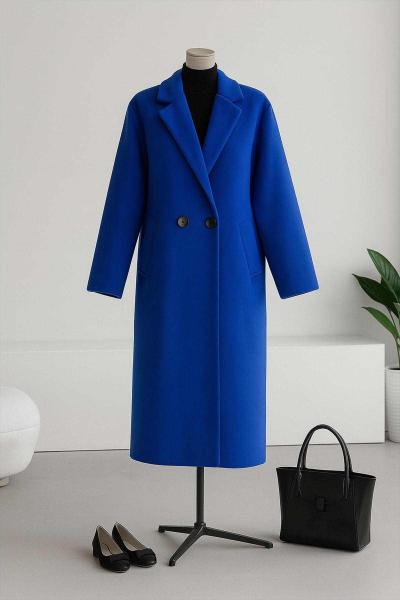 Çapraz Cep İki Düğmeli Kaşe Kaban Saks