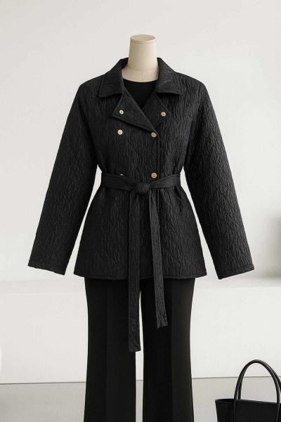 Dört Düğmeli Kapitone Ceket Lacivert