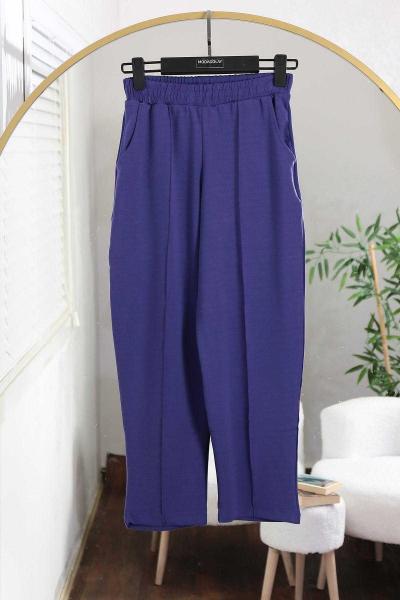 Çımalı Beli Lastikli Aysho Eşofman Altı Mor