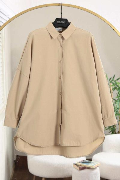 Boyfrend Poplin Gömlek Vizon