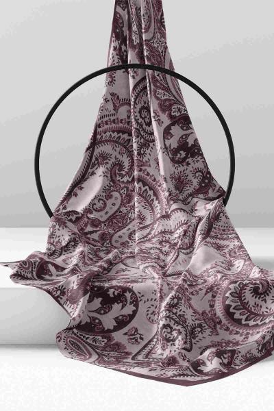 Hint İpek Desenli Şal Açık Mürdüm