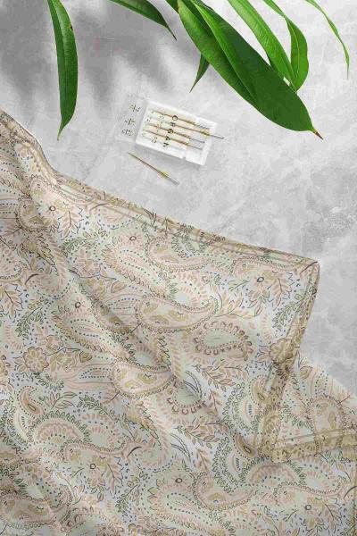 Aqa Soft Çiçek Desenli Eşarp Adaçayı