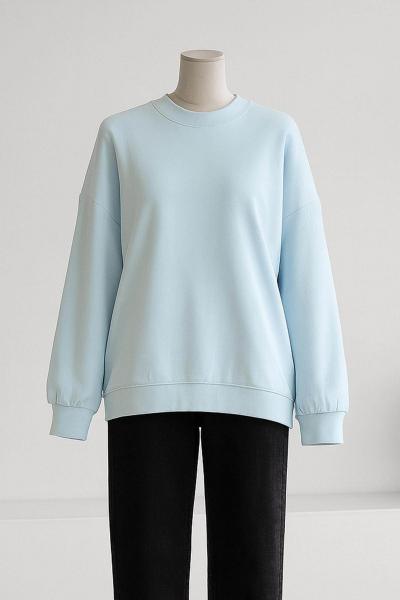 Bisiklet Yaka Salaş İkiiplik Sweat Bebe Mavi