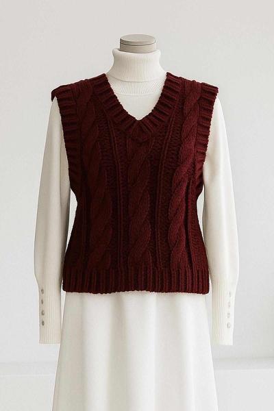 El Örgüsü Vıktorıa Triko Süveter Bordo