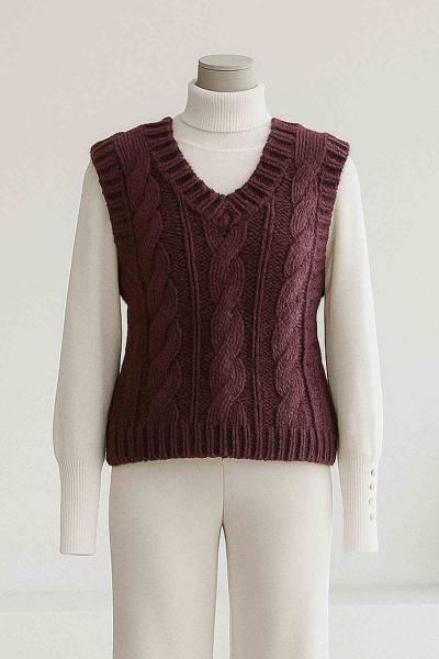 El Örgüsü Vıktorıa Triko Süveter Mor