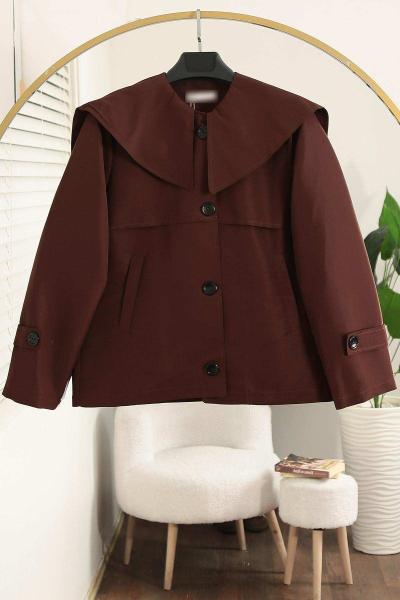 Denizci Yaka Trençkot Kahve