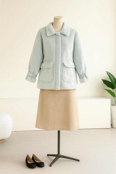 Çift Cepli Taylor Fermuarlı Oversıze Mont Mint