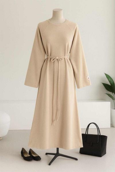 Kolu Armalı İnce Kuşaklı Selanik Elbise Taş