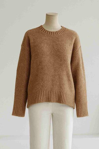 Sıfır Yaka Havlu Triko Tunik Camel