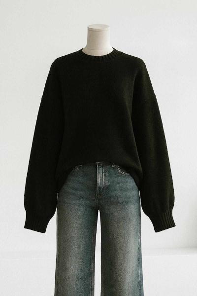 Sıfır Yaka Havlu Triko Tunik Siyah