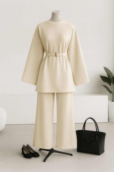 Metal Kemerli Kuşaklı Pantolonlu Scuba Takım Taş