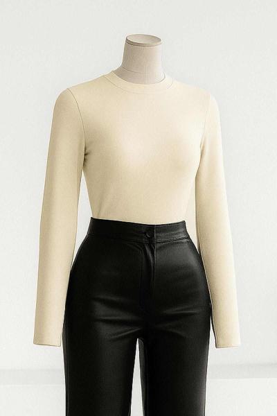 Sıfır Yaka Parmak Geçmeli Oysho Bady Bej