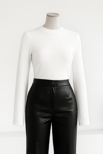 Sıfır Yaka Parmak Geçmeli Oysho Bady Ekru