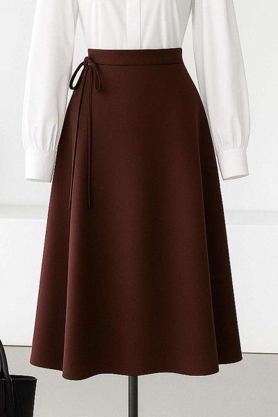 Bağlamalı Anvelop Scuba Etek Kahve