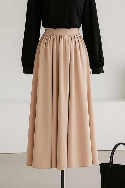 Büzgülü Kloş Bondid Etek Bej