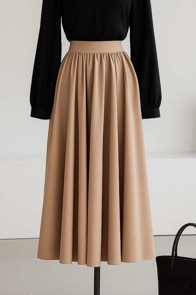 Büzgülü Kloş Bondid Etek Camel