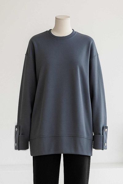 Kolları Düğmeli Dikişli Oysho Tunik Füme