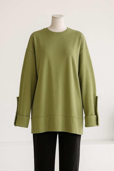 Kolları Düğmeli Dikişli Oysho Tunik Haki