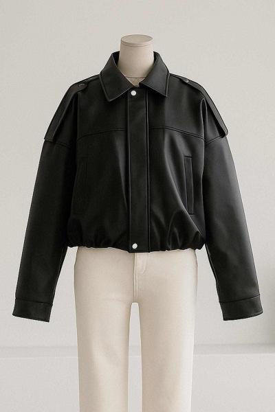 Beli Lastikli Apoletli Deri Mont Siyah