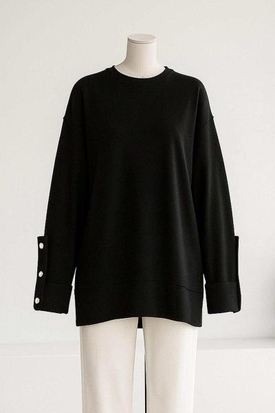 Kolları Düğmeli Dikişli Oysho Tunik Siyah