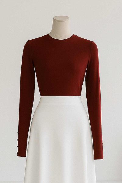 Sıfır Yaka Kolları Düğmeli Oysho Bady Bordo