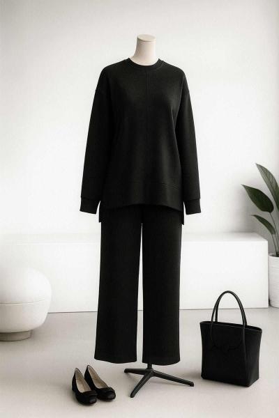 Arkası Uzun Dikişli Pantolonlu Oysho Takım Siyah