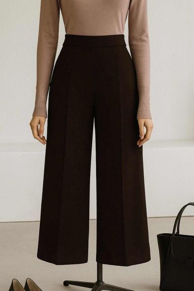 Beli Lastikli Çift Cepli Balıksırtı Pantolon Koyu Kahve