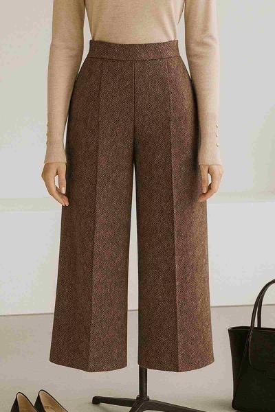 Beli Lastikli Çift Cepli Balıksırtı Pantolon Vizon