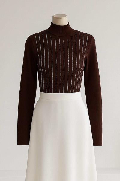 Dik Yaka Taş Şeritli Bady Kahve