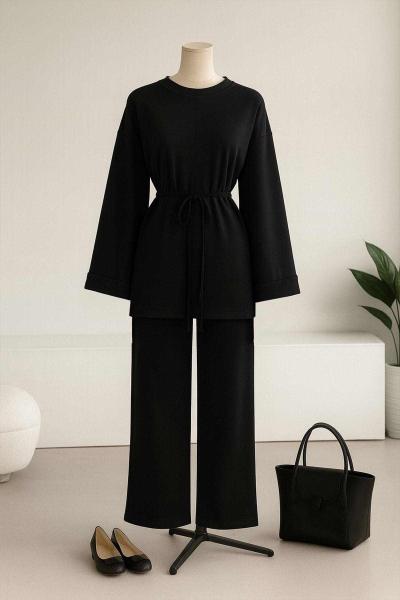 Duble Kol Yırtmaçlı Pantolonlu Oysho Takım Siyah