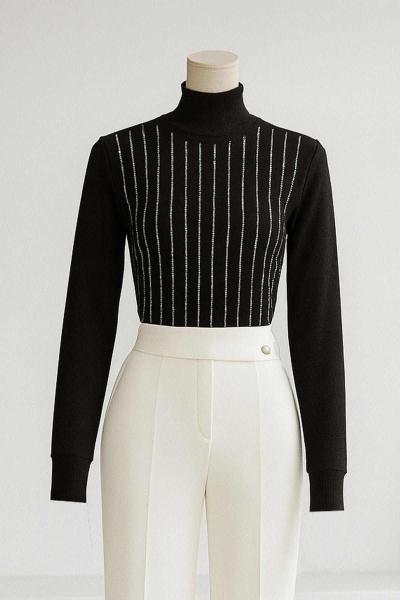 Dik Yaka Taş Şeritli Bady Siyah