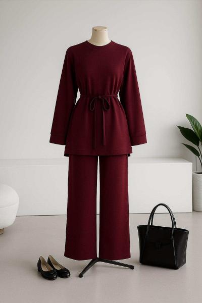 Duble Kol Yırtmaçlı Pantolonlu Oysho Takım Mürdüm