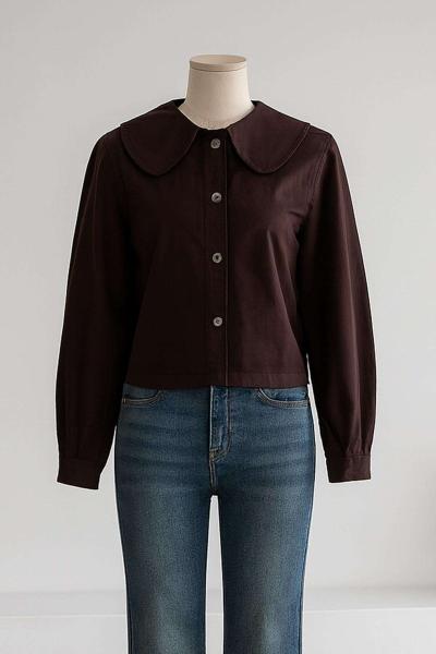 Bebe Yaka Gabardin Gömlek Kahve