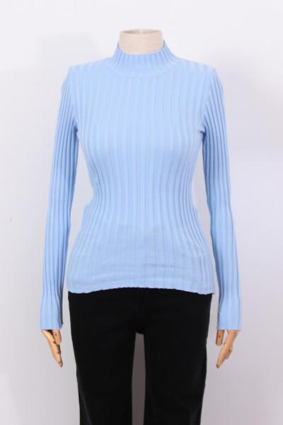 Dik Yaka Likralı Triko Bady Bebe Mavi