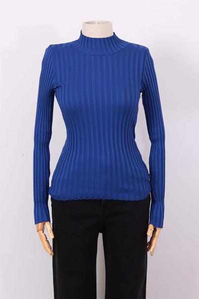 Dik Yaka Likralı Triko Bady Saks