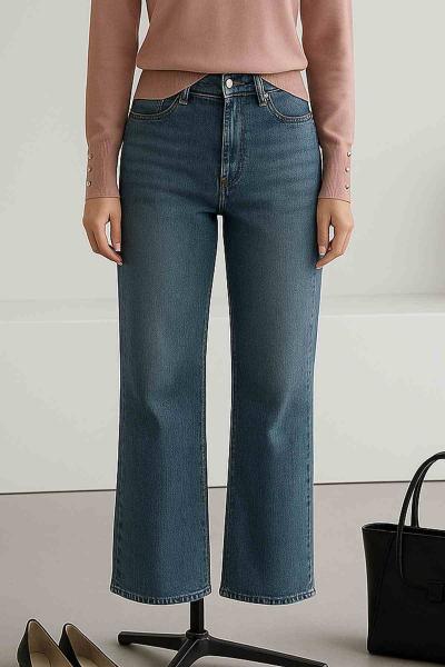 Bol Paça Palazzo Kot Pantolon Orta Mavi