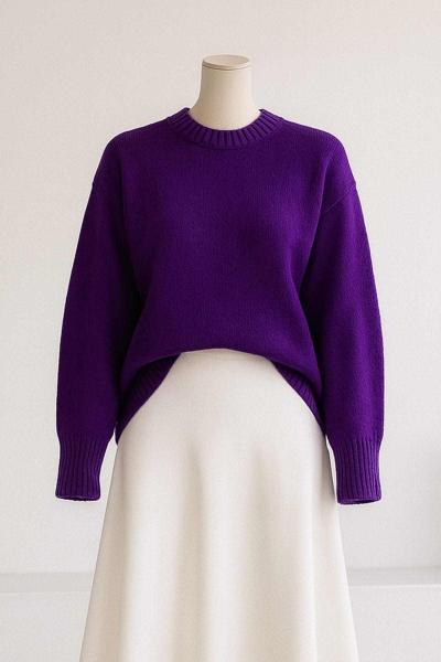 Sıfır Yaka Basıc Triko Tunik Mor