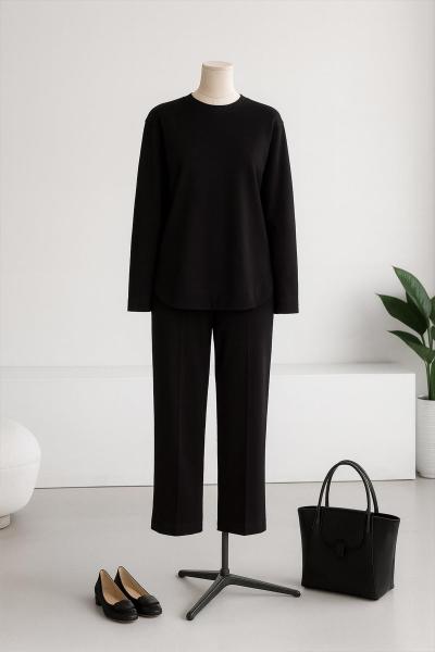 Arkası Uzun Parçalı Dikişli Pantolonlu Oysho Takım Füme