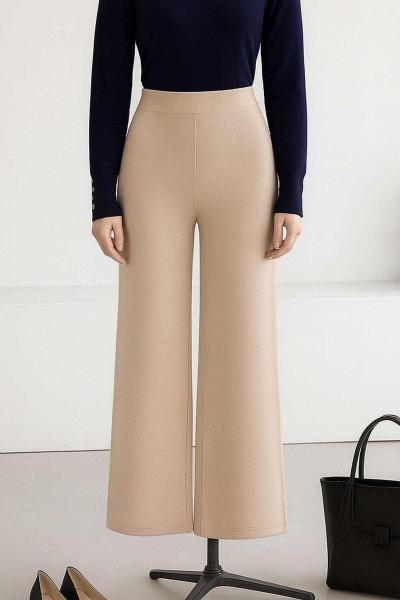 Beli Lastikli Selanik Örgü Pantolon Bej