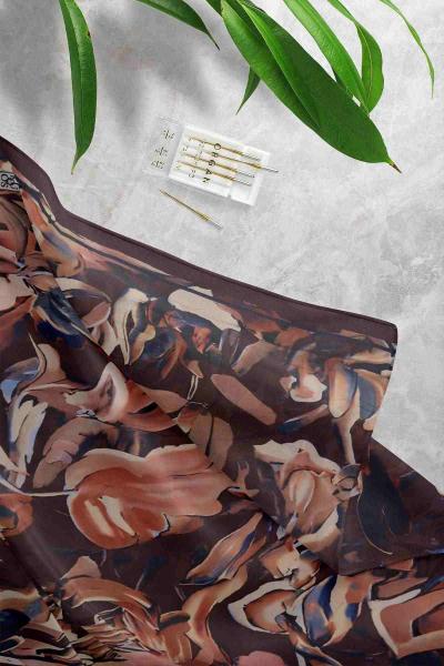 Krash Desenli Şal Koyu Kahve