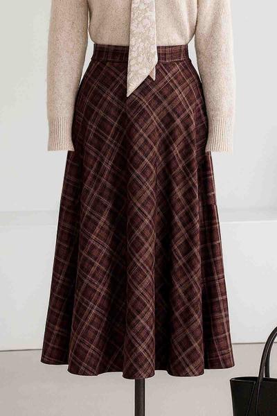 Ekoseli Scuba Kloş Etek Yağ Yeşili